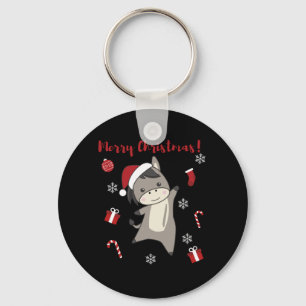 Donkey Christmas Donkeys Winter Animals Keychain