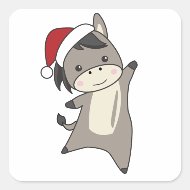 Donkey Christmas Donkeys Winter Animals Square Sticker (Front)