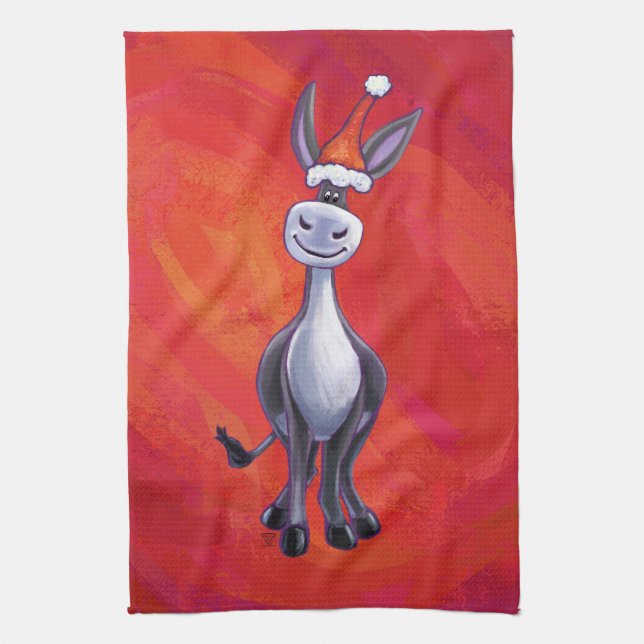 Donkey Christmas Kitchen Towel (Vertical)