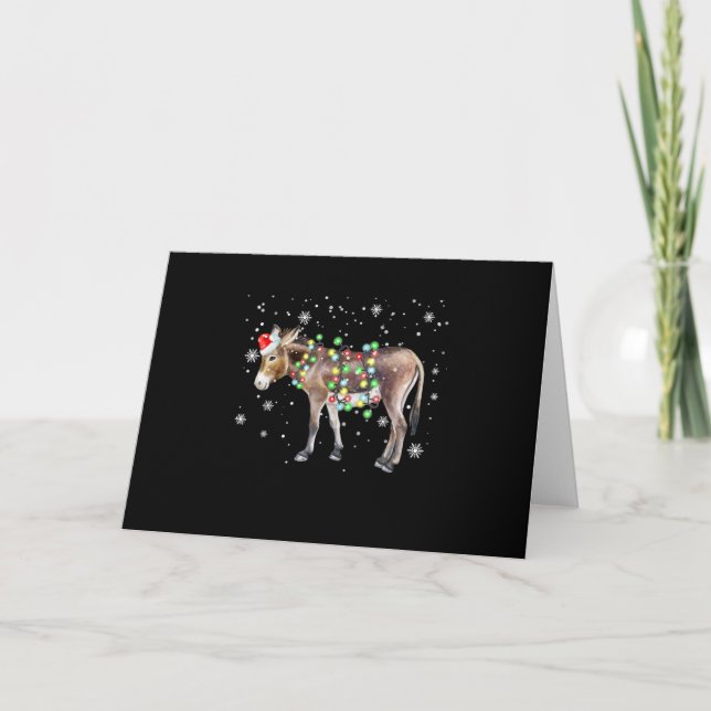 Donkey Christmas Lights Color  | Santa Donkey Gift Card (Front)