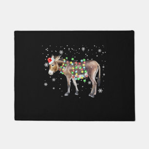 Donkey Christmas Lights Color Santa Donkey Gift Doormat