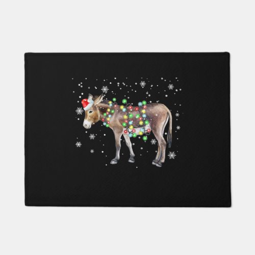 Donkey Christmas Lights Color   Santa Donkey Gift Doormat