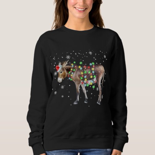Donkey Christmas Lights Color   Santa Donkey Gift Sweatshirt