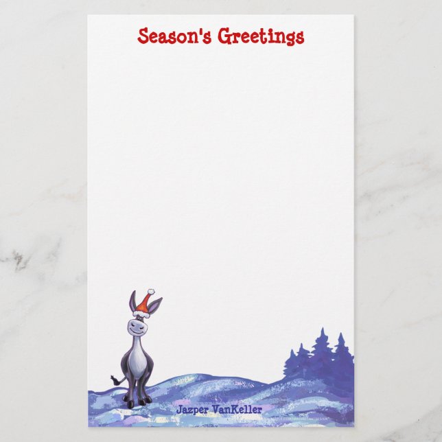 Donkey Christmas Stationery (Front)