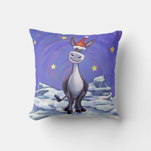 Donkey Christmas Throw Pillow