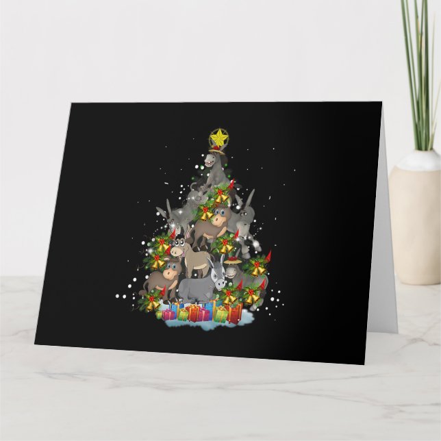 Donkey Christmas Tree Funny Donkey Lover Gifts Xma Card (Front)