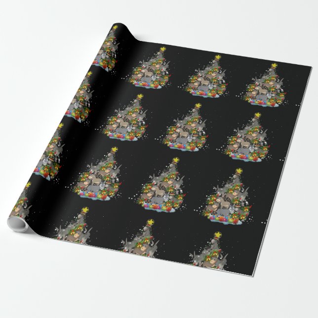Donkey Christmas Tree Funny Donkey Lover Gifts Xma Wrapping Paper (Unrolled)