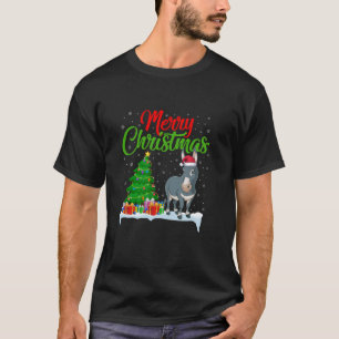 Donkey Christmas Tree Lights Funny Xmas Donkey Lov T-Shirt