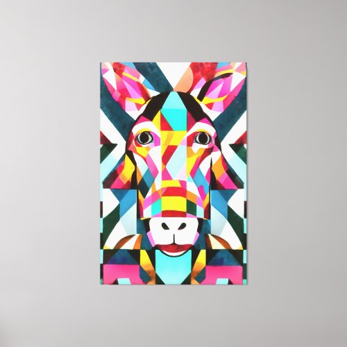 Donkey Colorful Fun Geometric Abstract Art Canvas Print