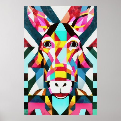 Donkey Colorful Fun Geometric Abstract Art Poster