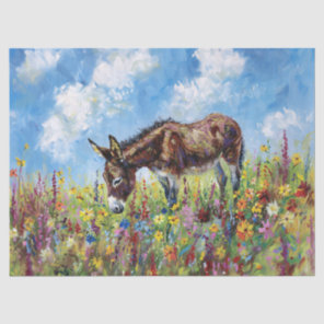 Donkey Colorful Wildflowers Oil Painting Decoupage Tissue Paper