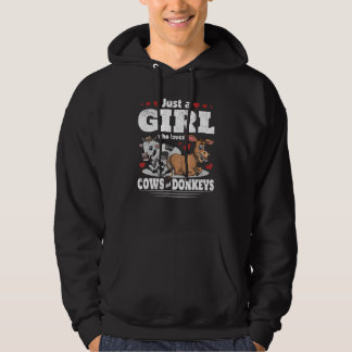 Donkey Cow Farmer Farm Animal  Girls Women Farmer  Hoodie