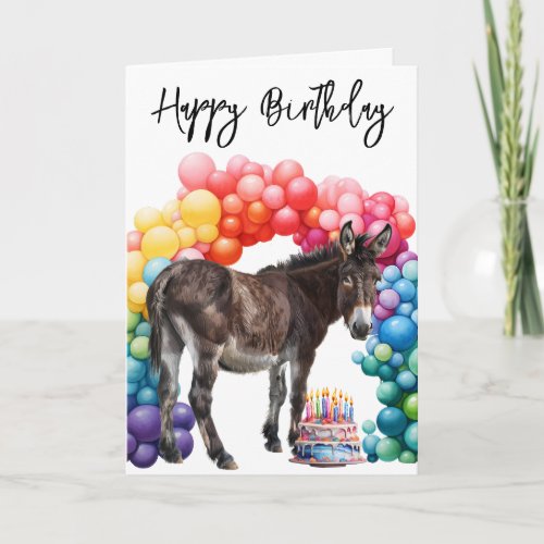 Donkey Cute Birthday Card