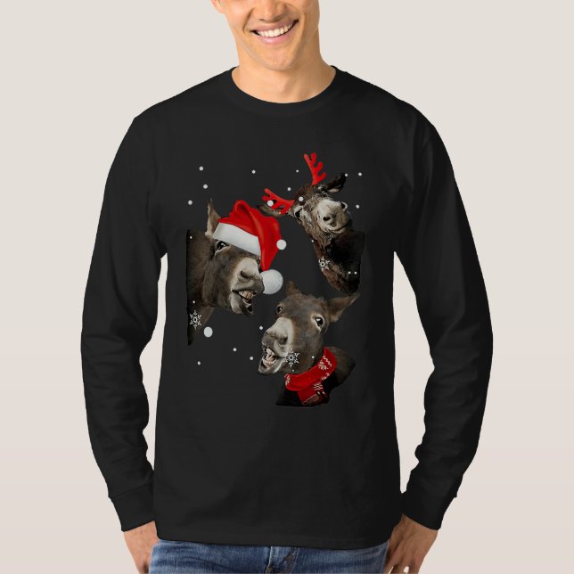 Donkey cute xmas santa T-Shirt (Front)