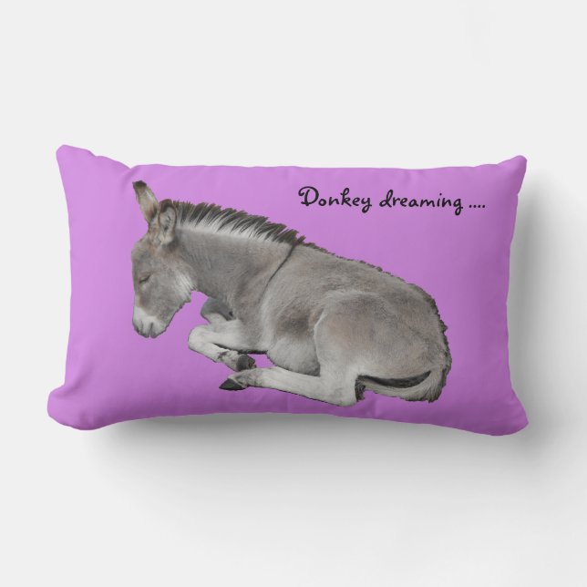 Donkey dreaming cute baby donkey foal lumbar pillow (Front)