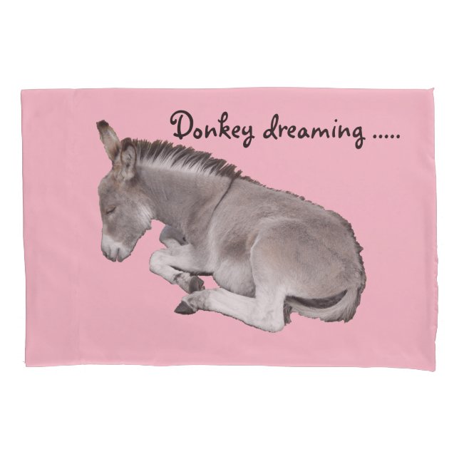 Donkey dreaming cute baby donkey foal pillow case (Front)