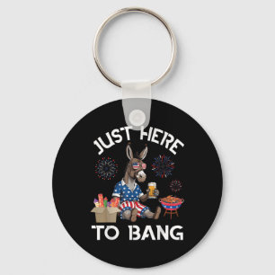 Donkey Drinking Beer Bbq Just Here To Bang 4th Of  Keychain