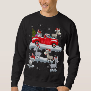 Donkey Driving Christmas Tree Red Truck Donkey Chr Sweatshirt