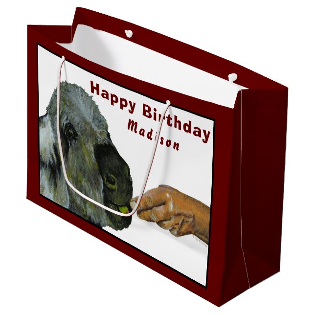  Donkey Eating an Apple Large Gift Bag (Front Angled)