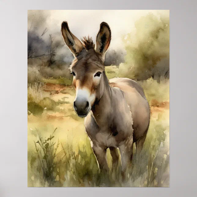 Donkey Farm Animal Art Print Poster | Zazzle