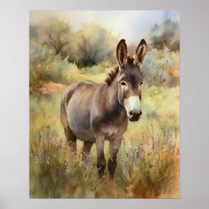 Donkey Farm Animal Art Print Poster
