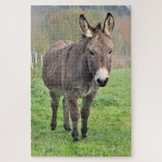 Donkey Farm Animal In Green Pasture Nature Jigsaw Puzzle (Vertical)