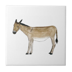 Donkey Farm Animals watercolor Farmyard art Ceramic Tile