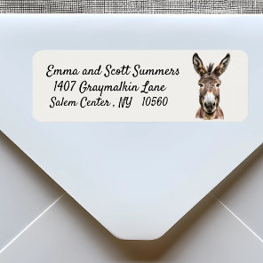 Donkey Farm Cute Watercolor art  Label