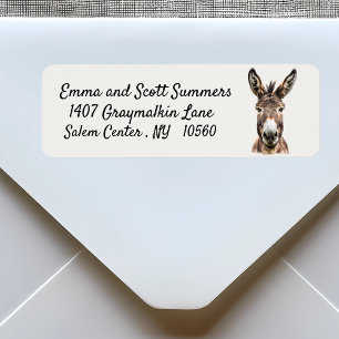 Donkey Farm Cute Watercolor art  Label