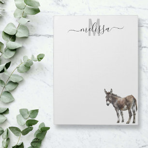 Donkey Farm Watercolor Monogram Name Notepad