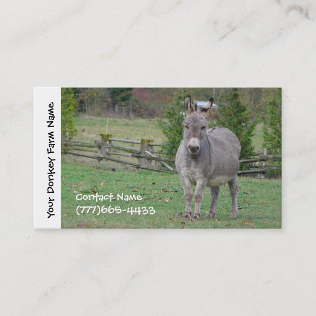 Donkey Farming, Services or Boarding Business Card (Front)