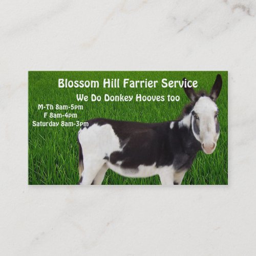 Donkey  Farrier Business Card