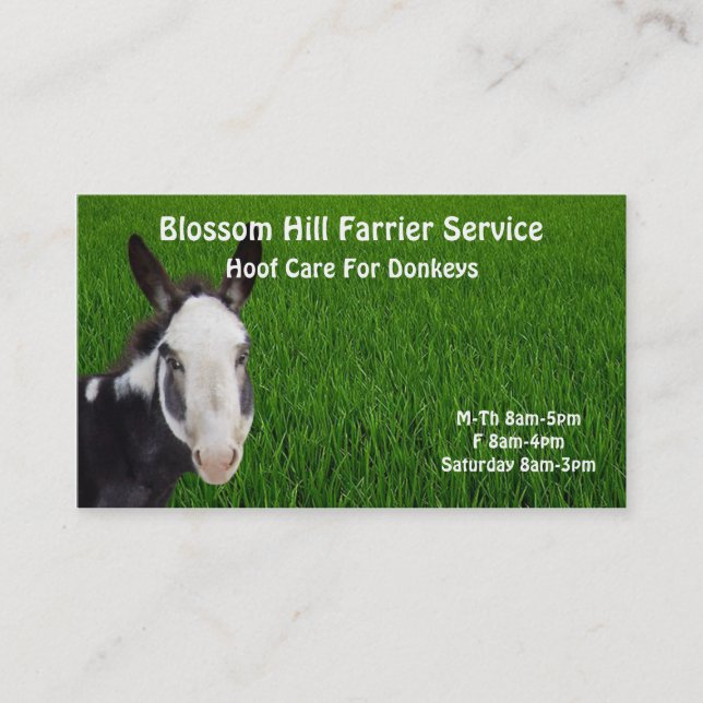 Donkey  Farrier Business Card (Front)