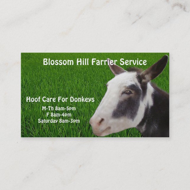 Donkey  Farrier Business Card (Front)