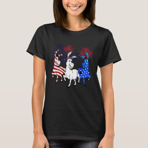 Donkey Flag Colors Donkey  American Flag 4th Of Ju T_Shirt