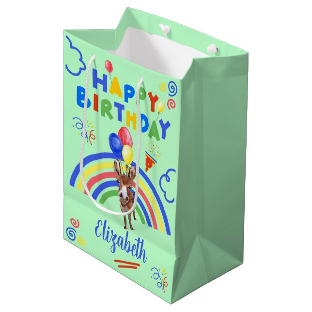 Donkey Gift Bag in Green (Front Angled)
