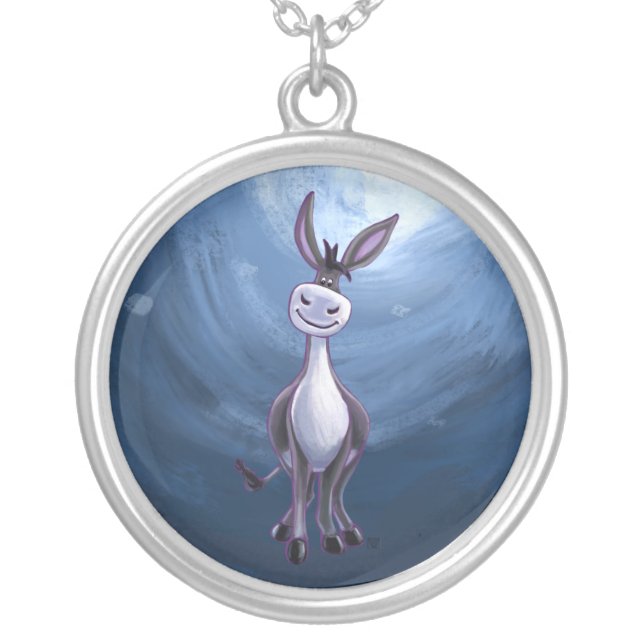 Donkey Gifts & Accessories Silver Plated Necklace (Front)