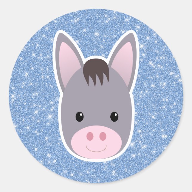 Donkey Glitter Classic Round Sticker (Front)