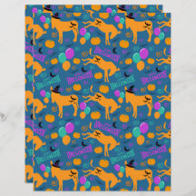 Donkey Halloween Scrapbook Paper in Blue