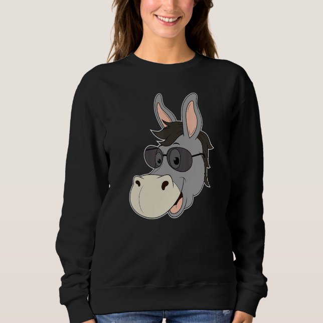 Donkey Head Sunglasses Mule Heart Zoo Animal Farme Sweatshirt (Front)