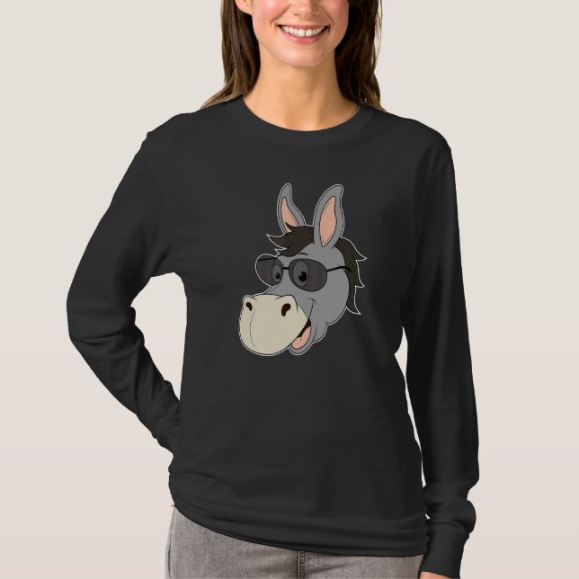 Donkey Head Sunglasses Mule Heart Zoo Animal Farme T-Shirt (Front)