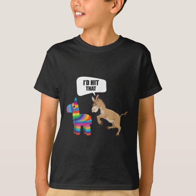 Donkey Id Hit That Pinata Mexican Funny Cinco De M T-Shirt (Front)
