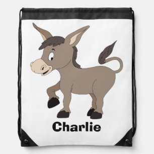 Donkey illustration custom name kid's backpack