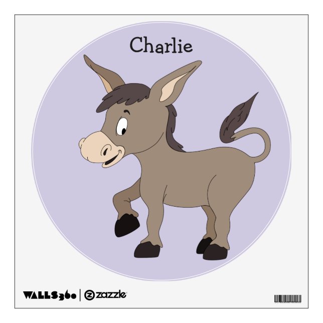 Donkey illustration custom name wall decal (Front)