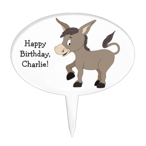 Donkey illustration custom text cake topper