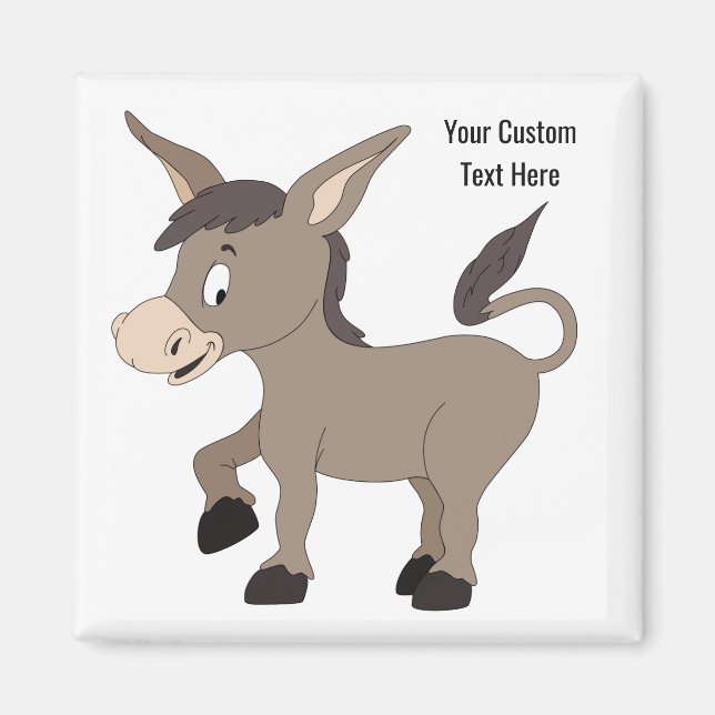 Donkey illustration custom text magnet (Front)