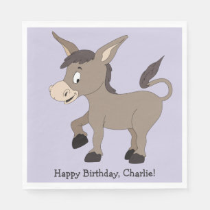 Donkey illustration custom text paper napkins