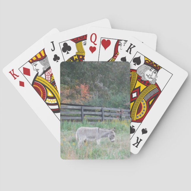 Donkey in a Fall Autumn Field. Poker Cards (Back)