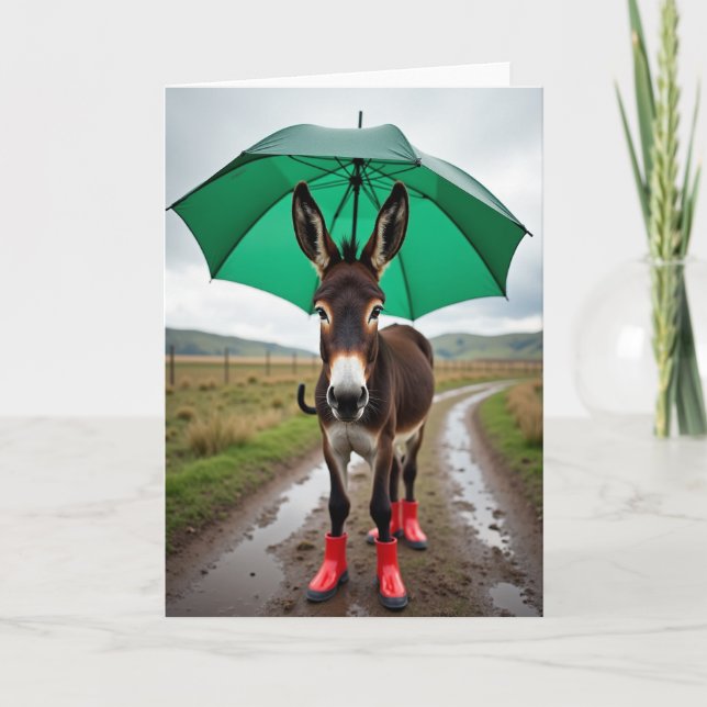 Donkey In Boots Funny Animal Card (Front)