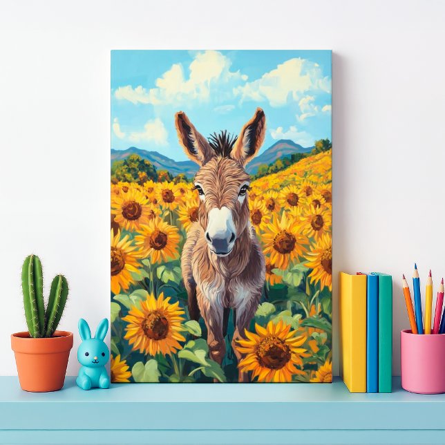 Donkey in Sunflower Field Canvas Print (Creator Uploaded)